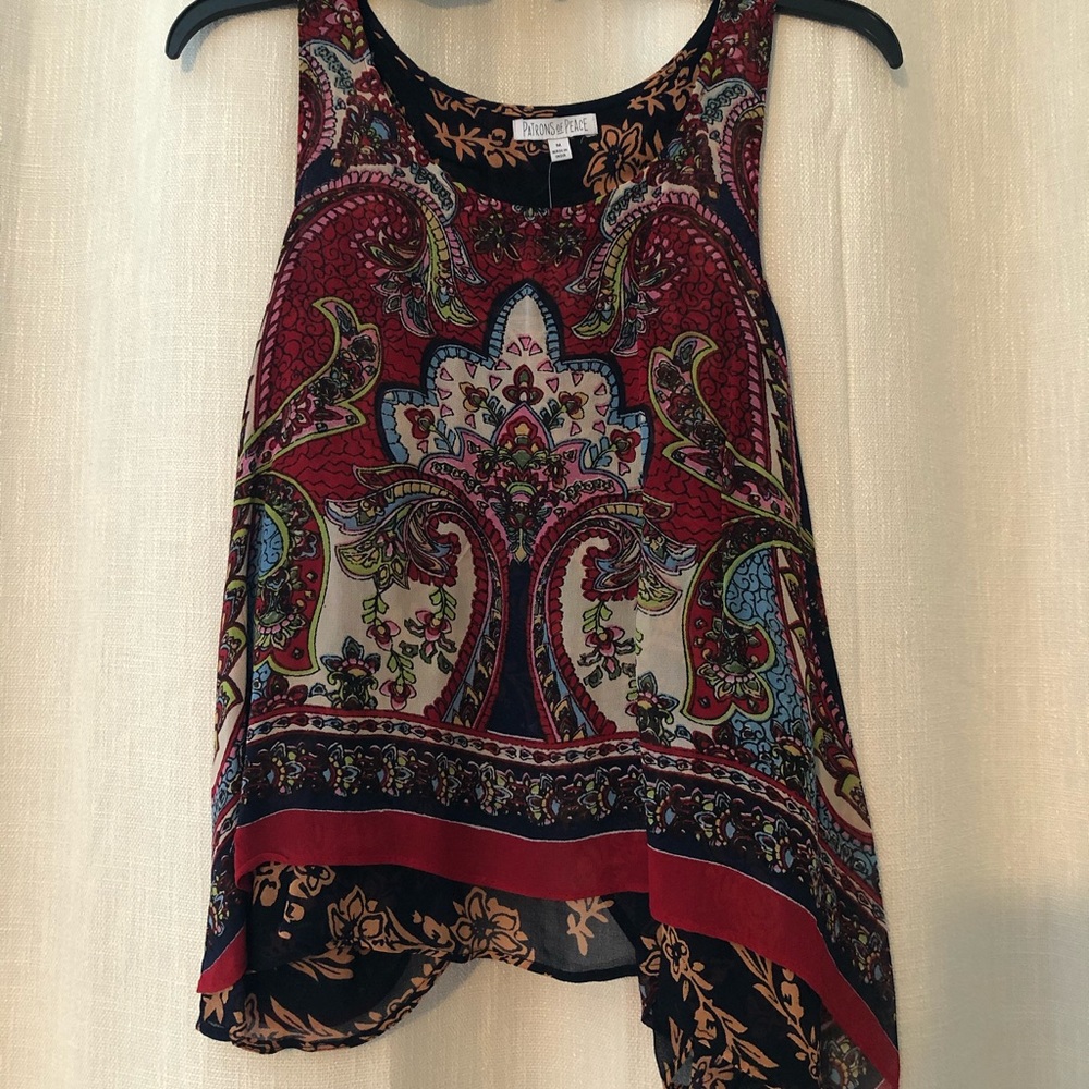 Open back patterned tank top